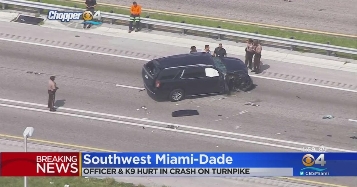 MDPD officer injured in crash on Turnpike - CBS Miami