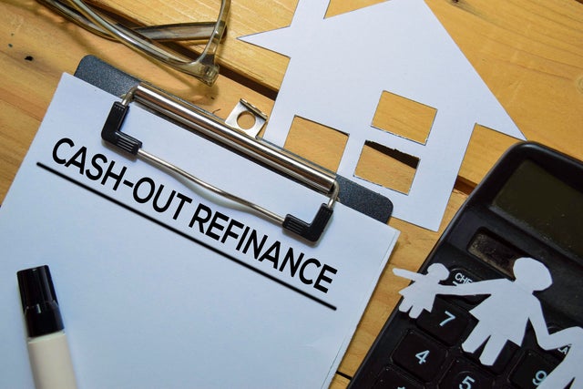 Cash-Out Refinance text on Document form isolated on office desk. 