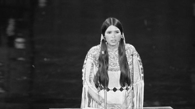 Sacheen Littlefeather Speaking at the 45th Academy Awards 