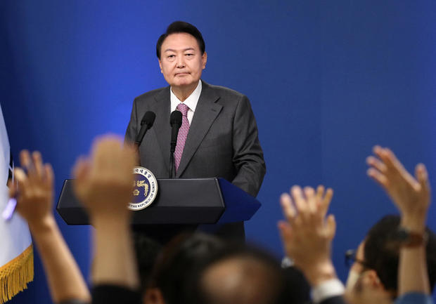 South Korea's President Yoon Suk-yeol holds first official news conference, in Seoul 