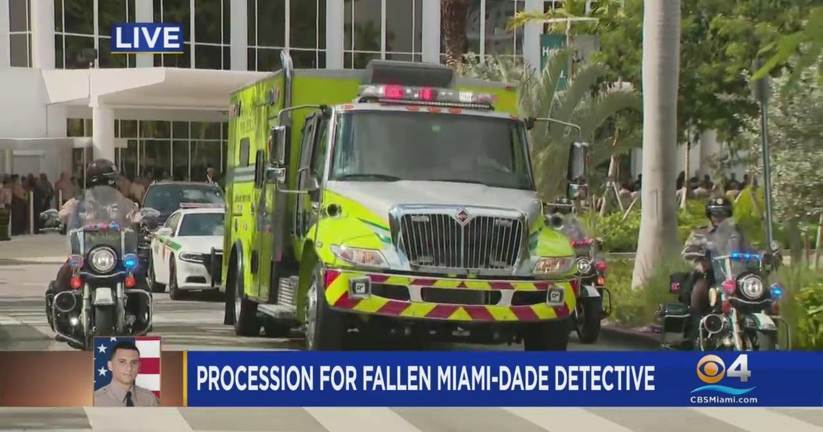 CBS4 Unique Report: Regulation enforcement pays tribute to fallen Miami-Dade Det. Cesar Echaverry