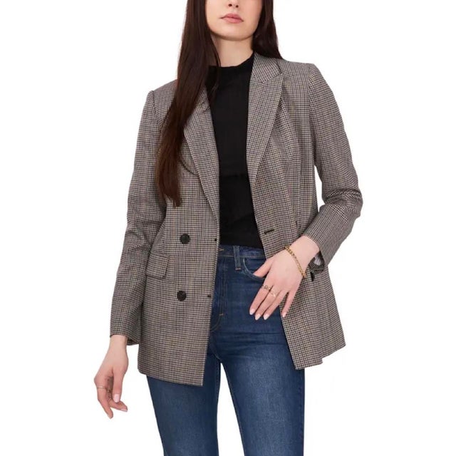 Plaid Double Breasted Blazer 