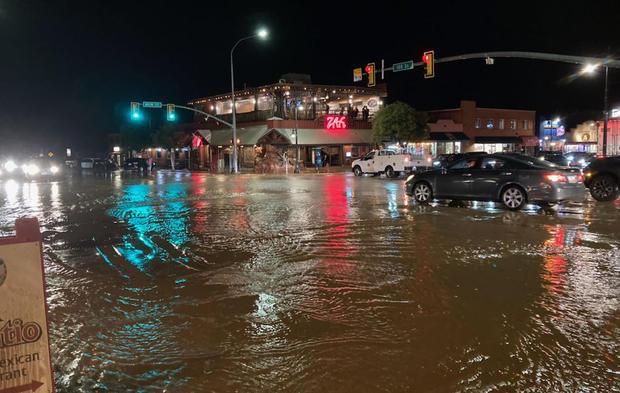 Flooded streets in Moab, Utah 