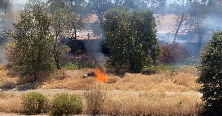 Multiple fires burning in American River parkway near Costco