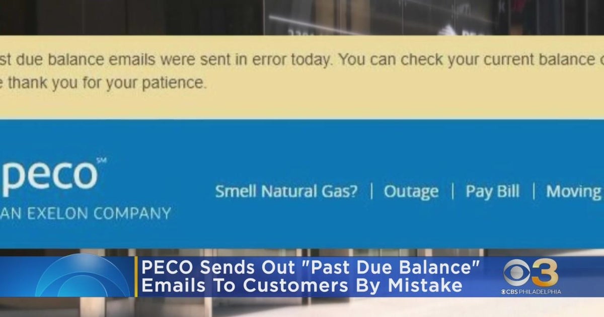 PECO mistakenly sends past due balance emails to customers CBS