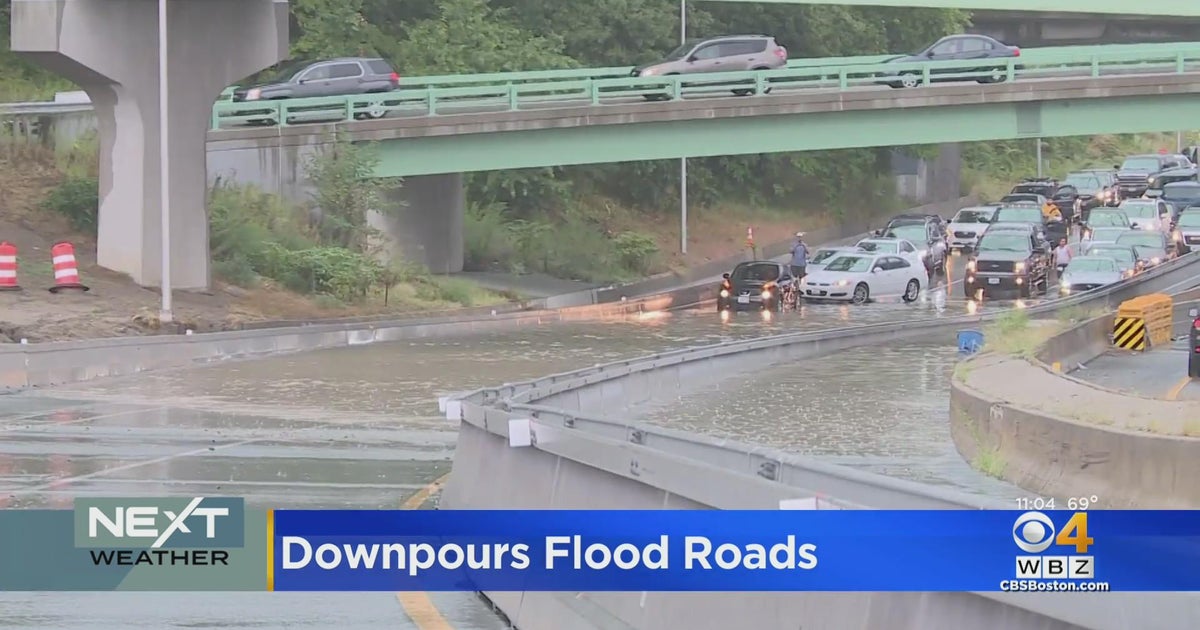 Downpours flood roads in Providence, Seekonk - CBS Boston
