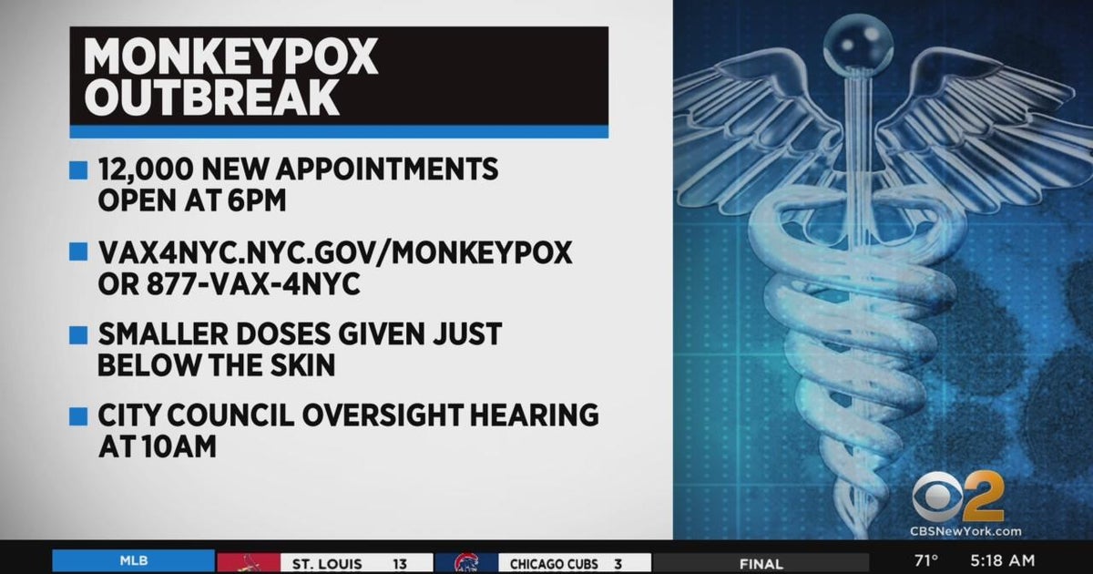NYC opening monkeypox appointments tonight CBS New York