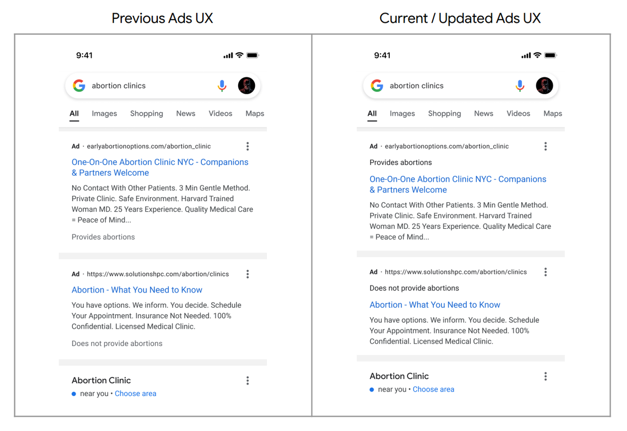 Previous Google Ads UX vs. Updated Google Ads UX 