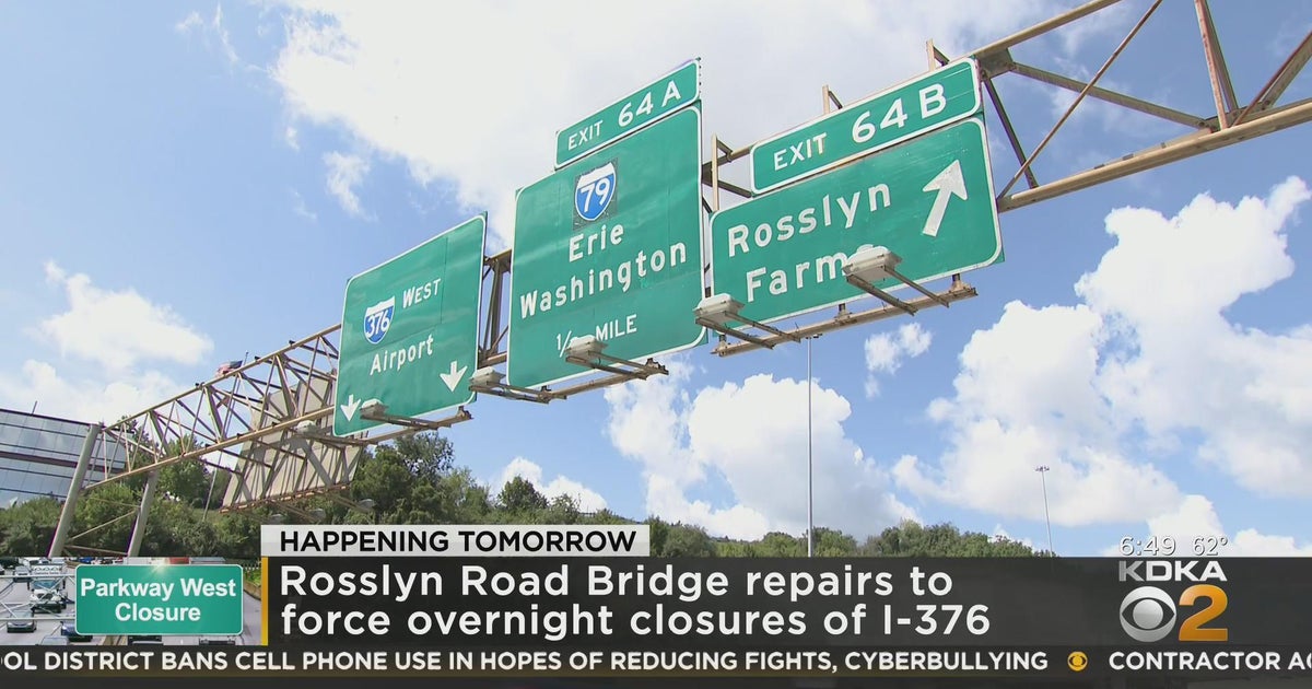 Rosslyn Road Bridge to force overnight closures of I-376 (Pt. 2) - CBS ...