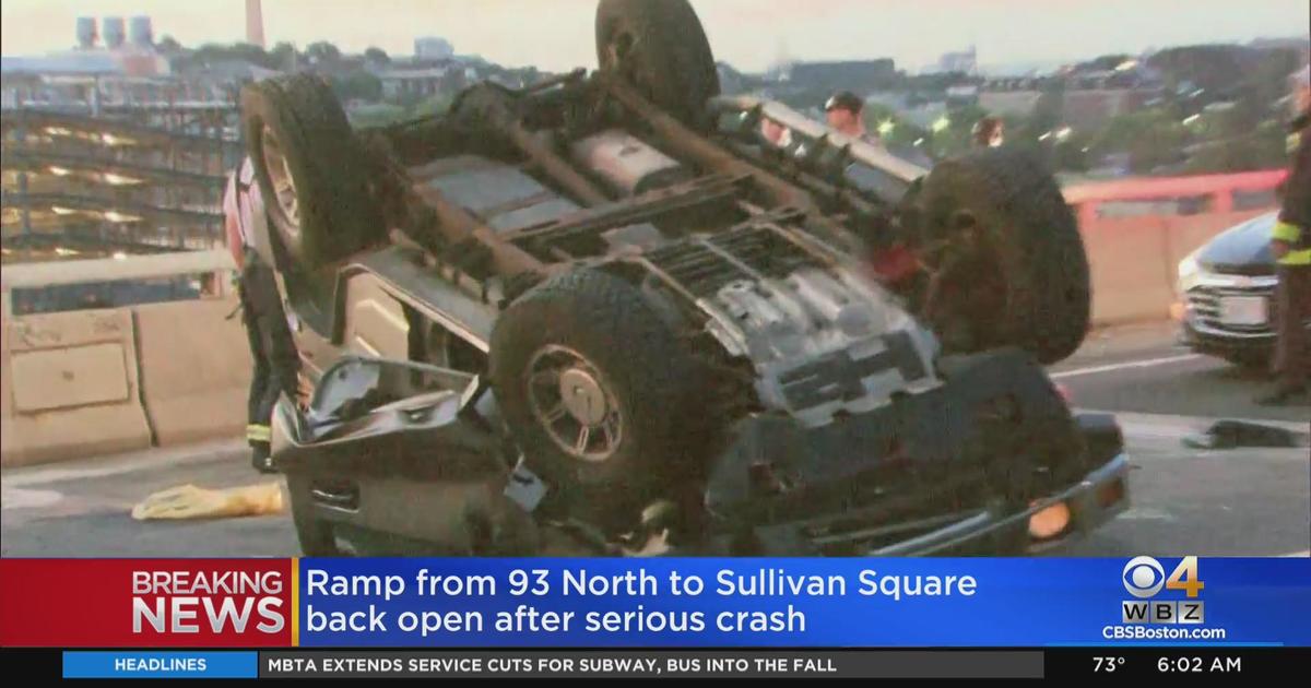 Ramp from I-93 North to Sullivan Square reopens after serious rollover crash