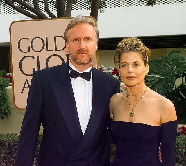 James Cameron and Linda Hamilton at Golden Globes 