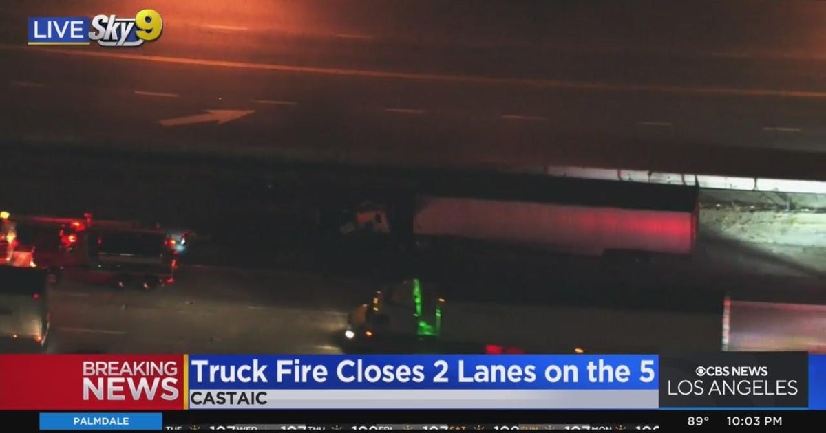 Big Rig Catches Fire On 5 Freeway In Castaic Forcing Two Lanes To big-rig-catches-fire-on-5-freeway-in-castaic-forcing-two-lanes-to