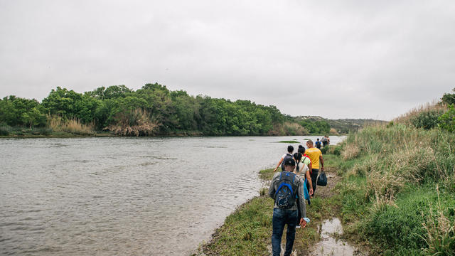 Undocumented Immigrants Attempt To Cross Into U.S. Near Del Rio, Texas 