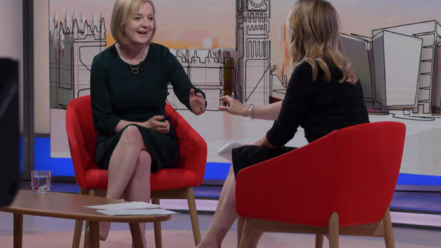 Conservative leadership candidate Liz Truss appears on BBC's Sunday with Laura Kuenssberg in London 