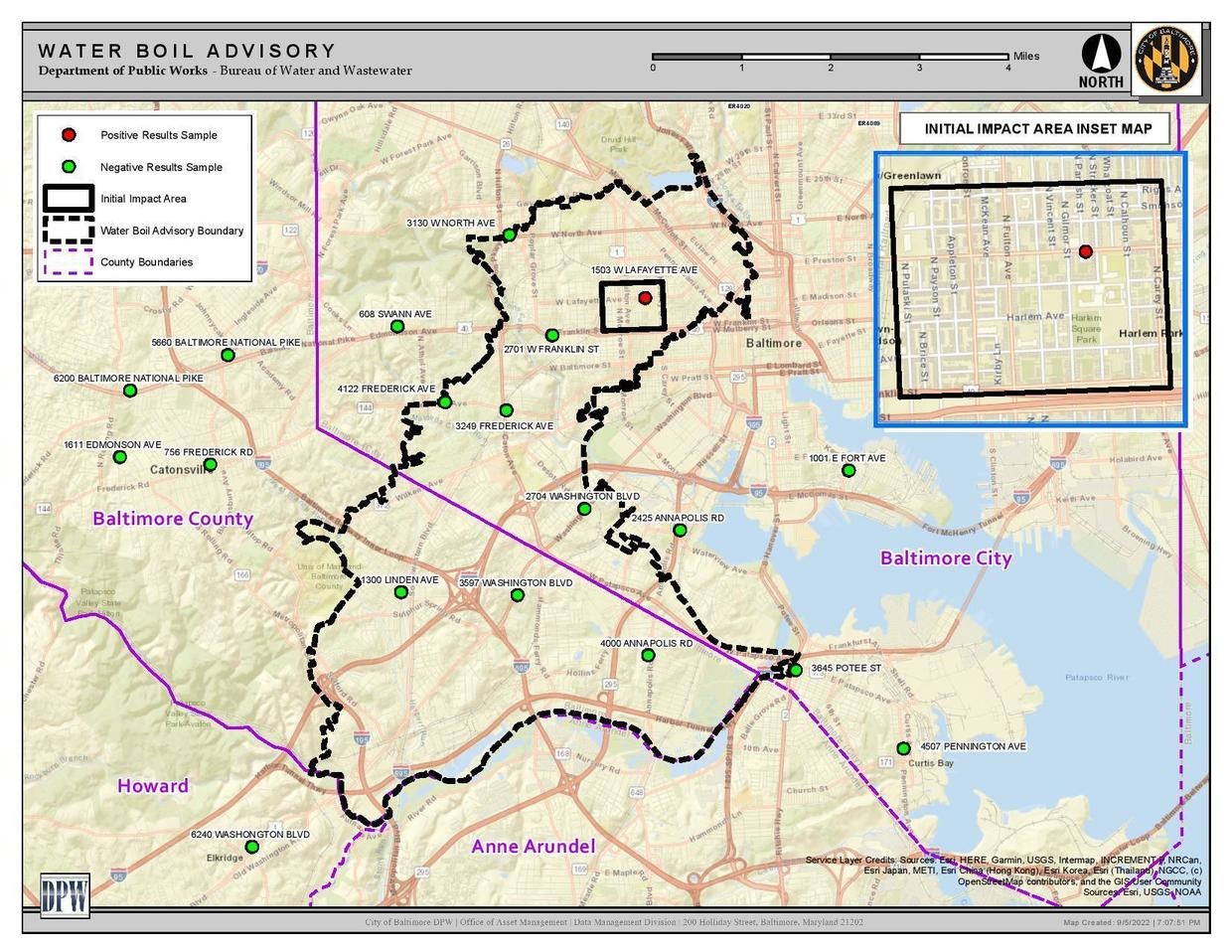 DPW issues Boil Water Advisory for parts of Baltimore after E. coli