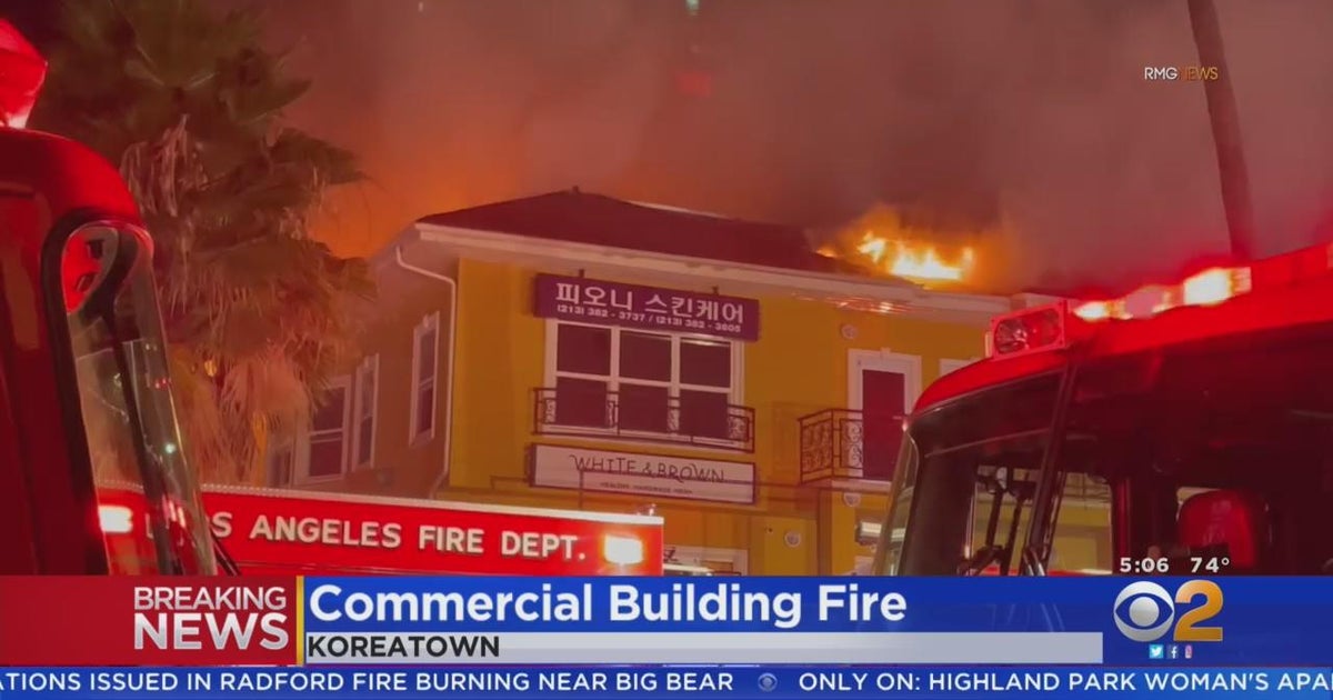 Firefighters return to battle second fire in Koreatown building CBS Los Angeles