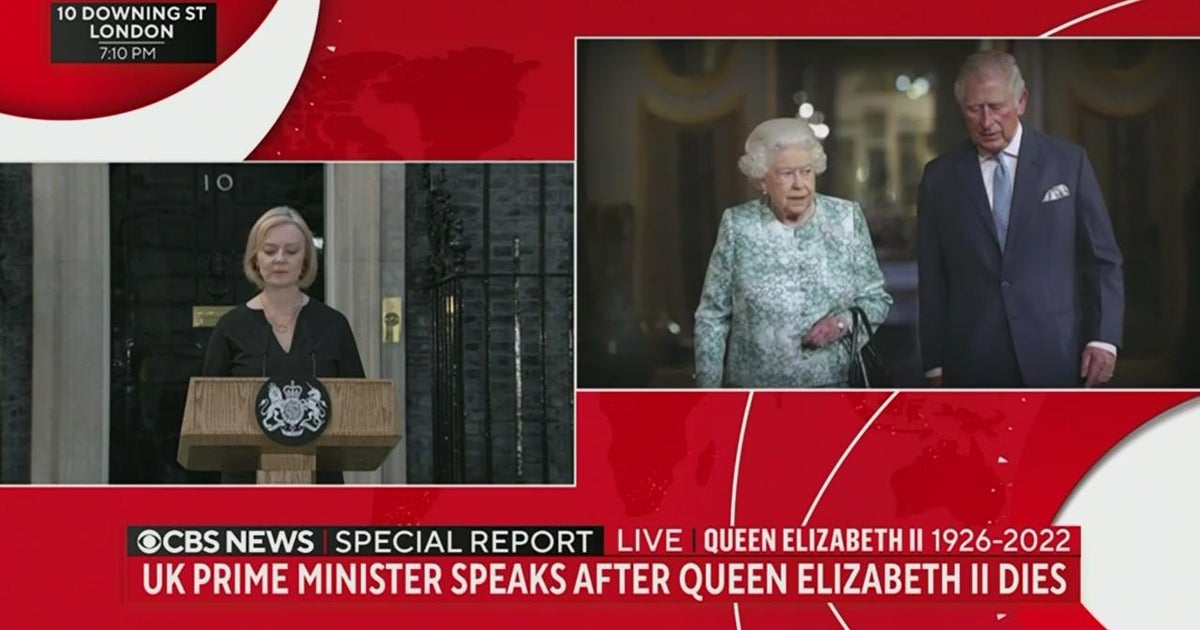 British PM Liz Truss reacts to the death of Queen Elizabeth II