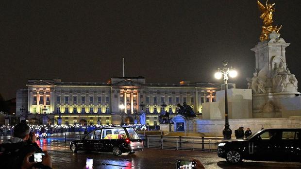 Queen Elizabeth II's coffin arrives at London's Buckingham Palace