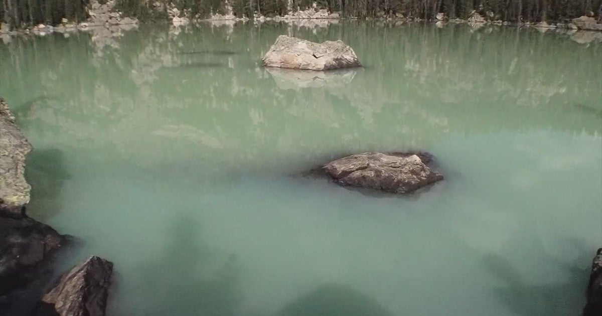 Lake Haiyaha has a milkyblue tinge to it instead of the crystal clear
