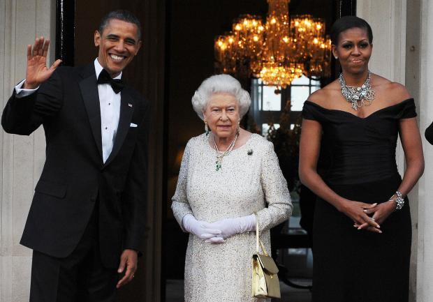 President and Mrs. Obama with Queen Elizabeth II in 2011 