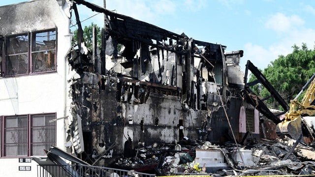 Fire destroyed Victory Baptist Church in Los Angeles, arson investigation under way. 