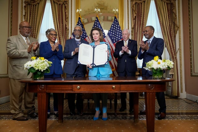 House Speaker Pelosi Holds Enrollment Ceremony For Emmett Till Anti-lynching Act 