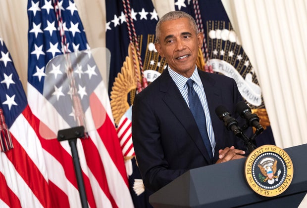 Barack And Michelle Obama Return To White House For Official Portrait Unveiling