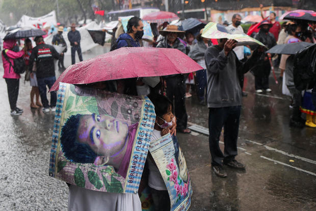 Relatives of the missing students from Ayotzinapa Teacher Training College protest in Mexico City 