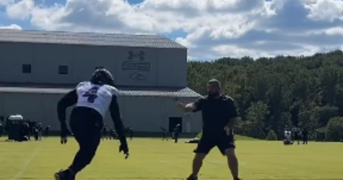 Baltimore Ravens linebacker Jason Pierre-Paul (4) gets his hand on