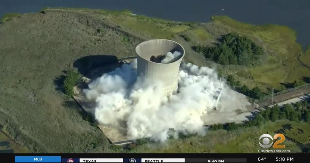 Cooling tower imploded at old New Jersey power plant - CBS New York