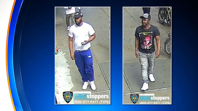 Surveillance photos of two men wanted in a West Village robbery spree. 