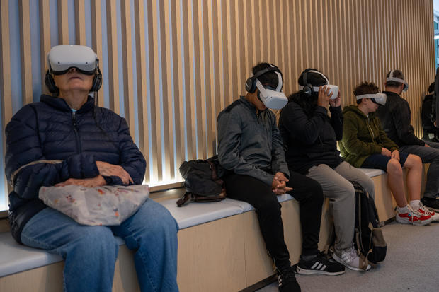 People try out Meta's VR headsets at PaleyWKND outside the Paley Museum on October 01, 2022 in New York City. 