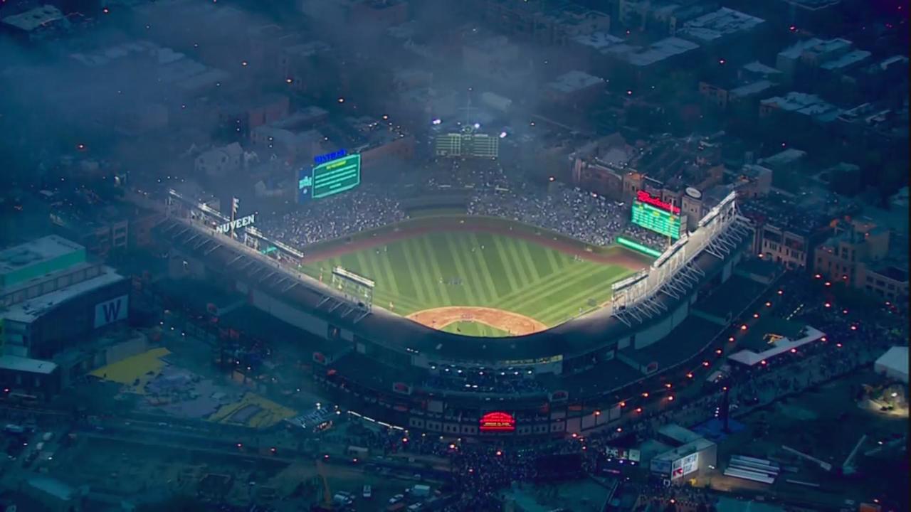 Crews replacing lights at Wrigley Field with LED components - CBS Chicago