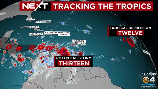 A tropical system poised to become Tropical Storm 13. 