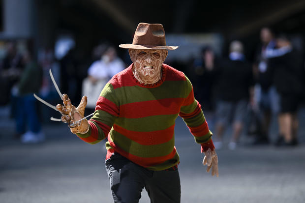 Freddy Krueger poses during New York Comic Con 2022 on October 06, 2022 in New York City. 