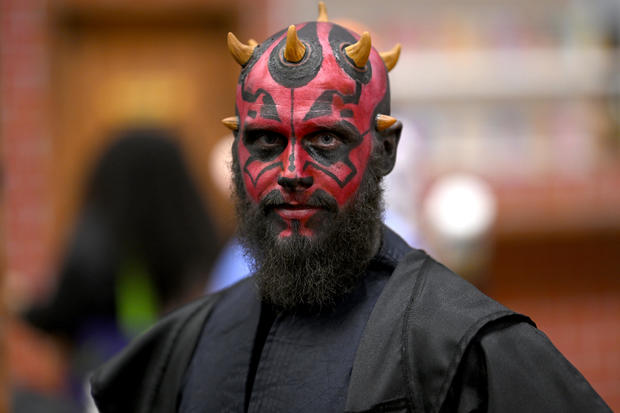 A Darth Maul cosplayer poses during New York Comic Con 2022 on October 08, 2022 in New York City. 