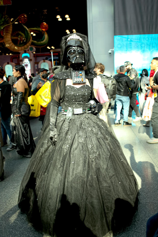 A Darth Vader cosplayer attends New York Comic Con on October 07, 2022 in New York City. 