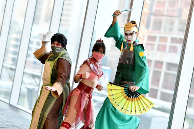 Avatar: The Last Airbender cosplayers pose during New York Comic Con 2022 on October 07, 2022 in New York City. 