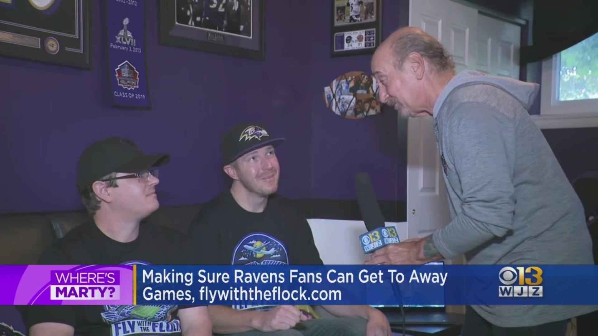 Where's Marty? With 'Fly with the Flock,' a company making sure Ravens fans  get to away games - CBS Baltimore