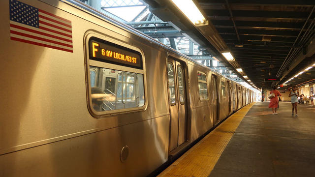 Subway Train at the Smith - 9th Street Station in New York City 