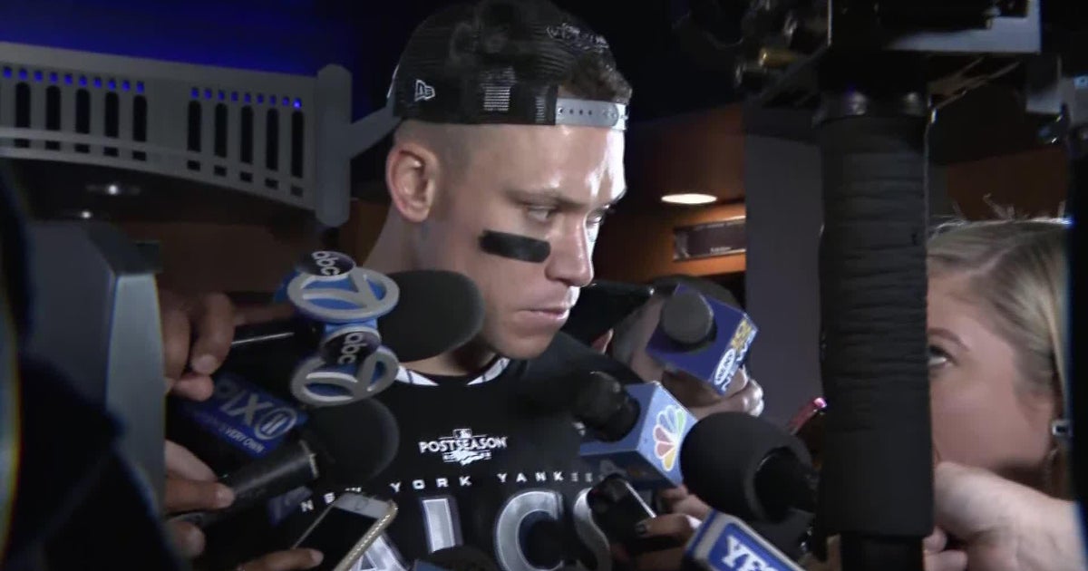 Yankees locker room celebrates Game 5 with over Guardians - CBS New York