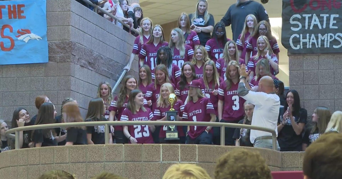 Chatfield High School celebrating state championship in girls flag ...