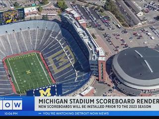 DETROIT, MI - NOVEMBER 25: A general view of the video scoreboard