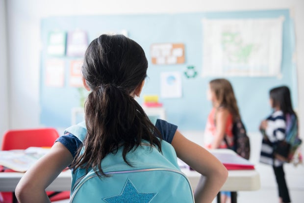 Girls in school classroom 
