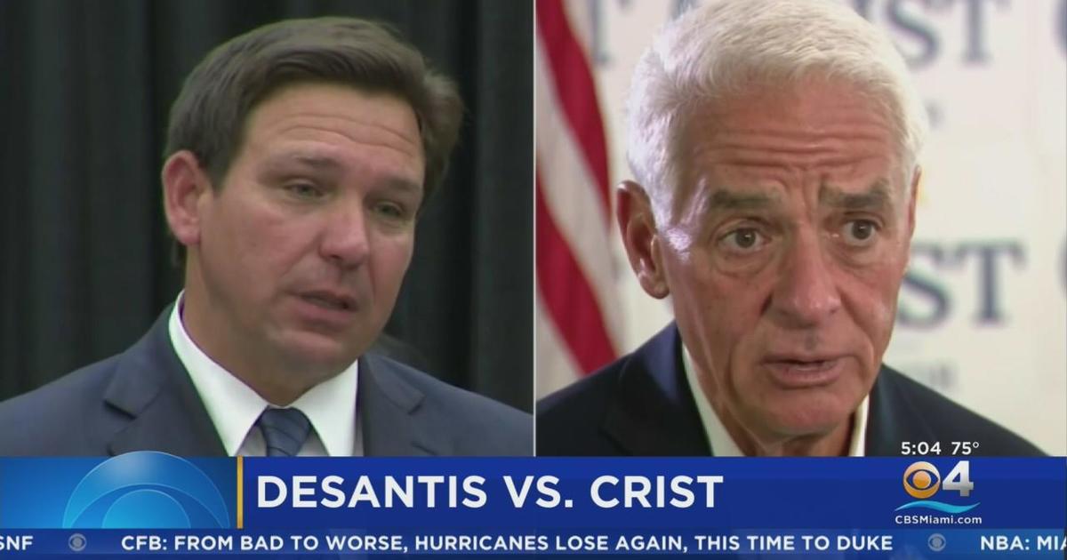 Ron Desantis Charlie Crist Hold Only Debate Monday Night Cbs Miami 7332