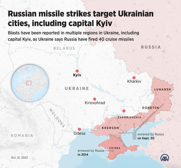 Russian missile strikes target Ukrainian cities, including capital Kyiv 