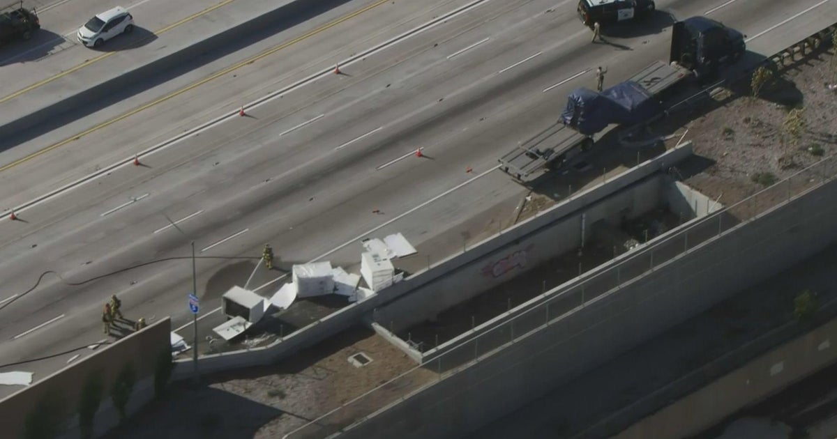 Overturned big rig causes sig alert on 5 Freeway in Burbank - CBS Los ...