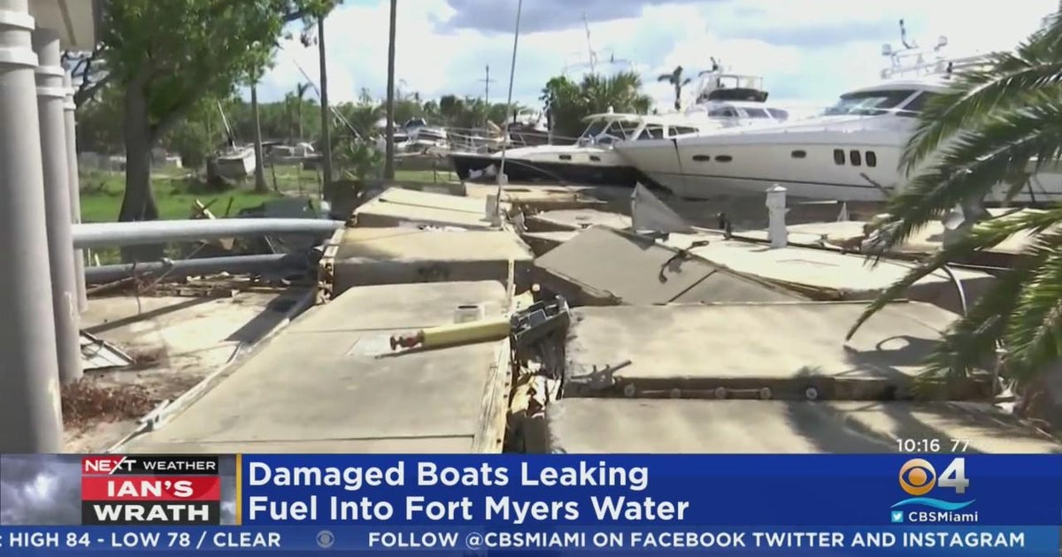 Ian's Wrath Residents concerned about leaking fuel from damaged boats