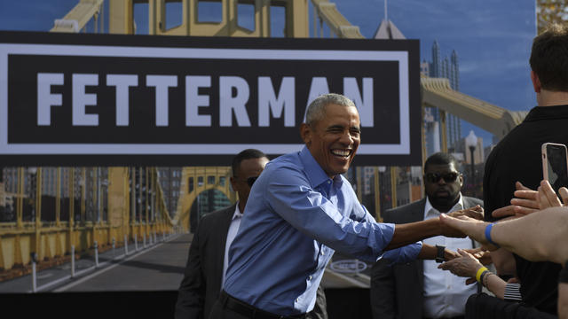 Former President Barack Obama Attends Rally For Pennsylvania Candidate For Governor John Fetterman In Pittsburgh 