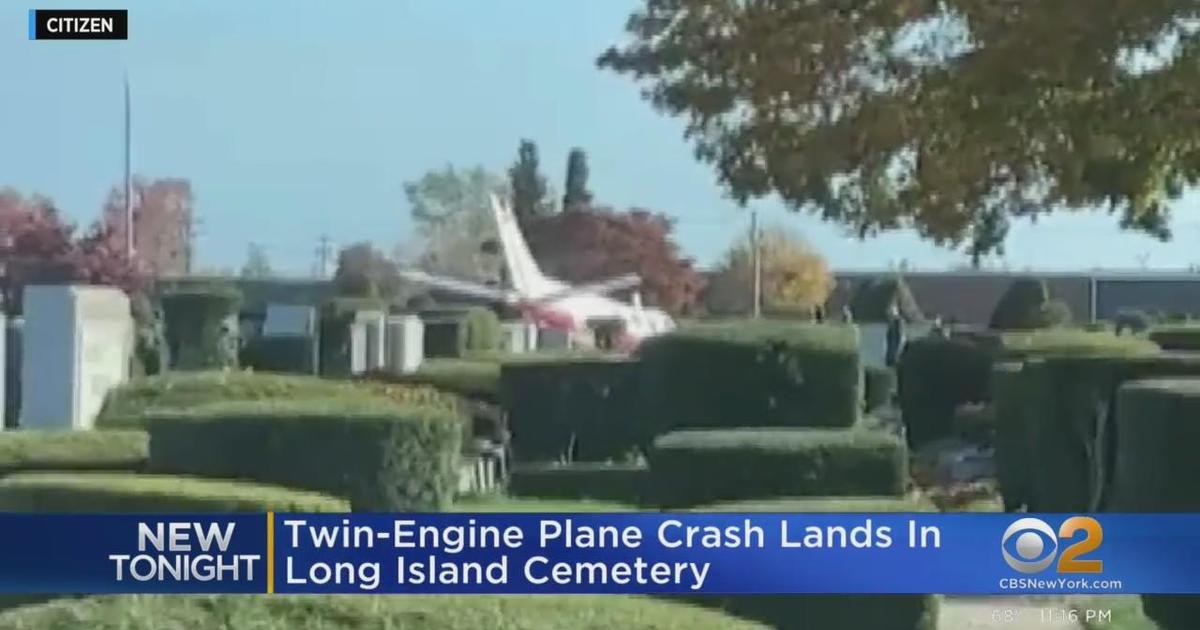 Twinengine plane crashlands in Long Island cemetery CBS New York